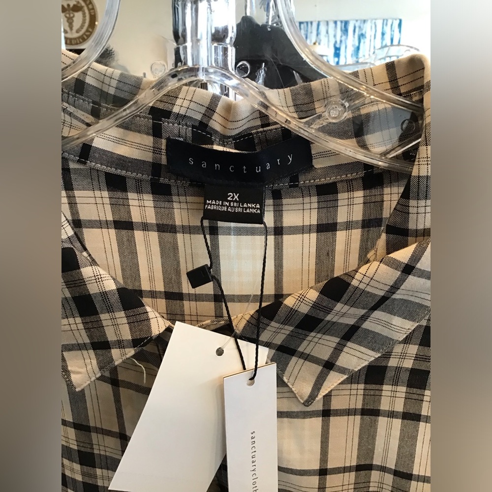 Plaid Button-Up Shirt by Sanctuary NWT Sz xxl - Picture 2 of 4